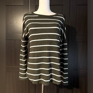 Olive with White Stripe Sweater by Korye